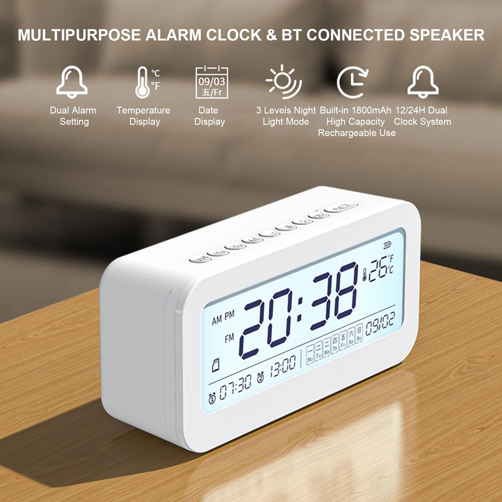 Đồng Hồ Màn Hình Lớn Chạy Bằng Pin Có Thể Sạc Lại Không Dây Wi-Fi Với Mic Và Loa