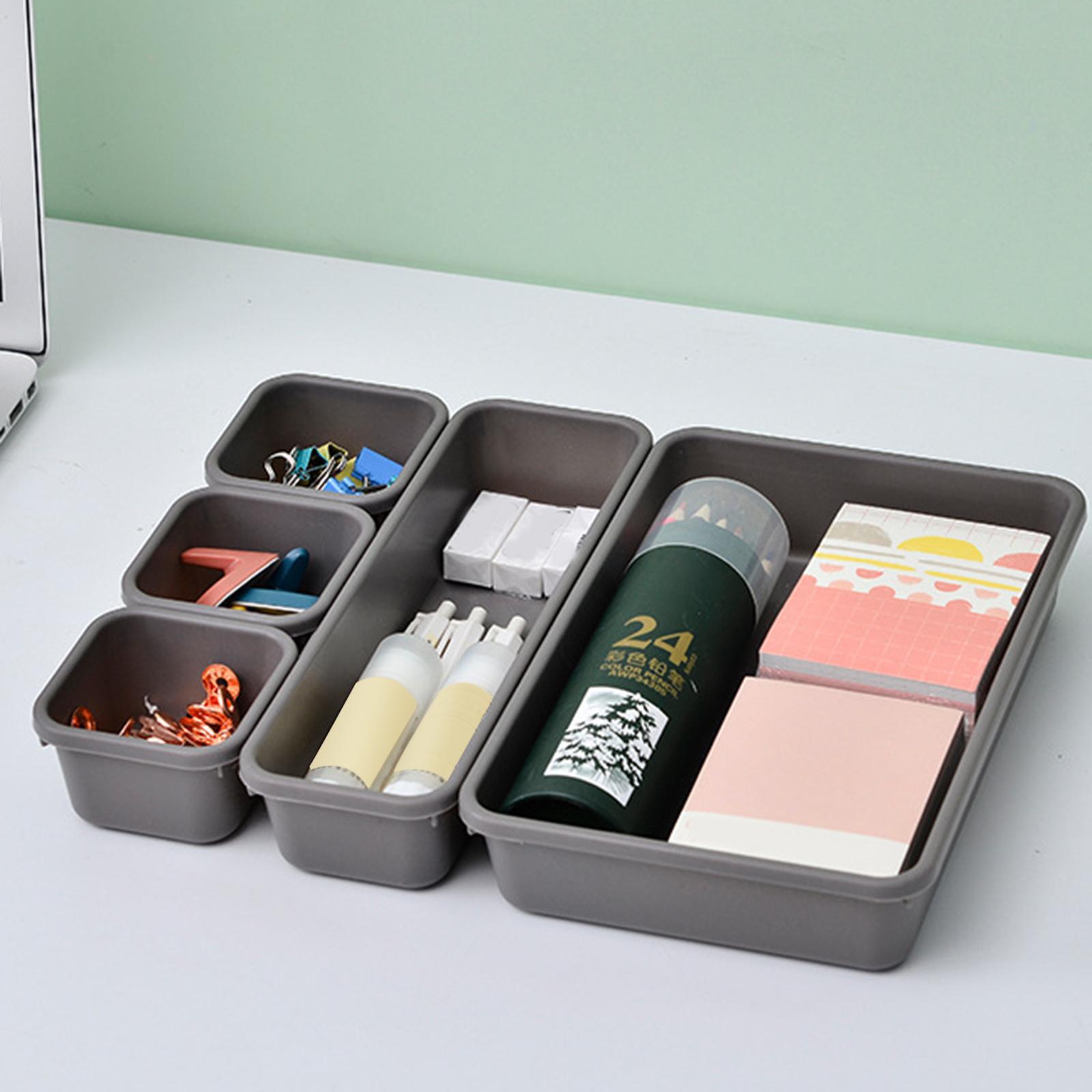 8 Pieces Drawer Organizer Tray Desk Stationery Storage Box for Study Bedroom