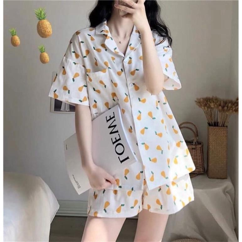 Bộ ngủ nữ cộc hình gấu, bộ pijama quần áo cộc ngắn in hình họa tiết trang trí dễ thương