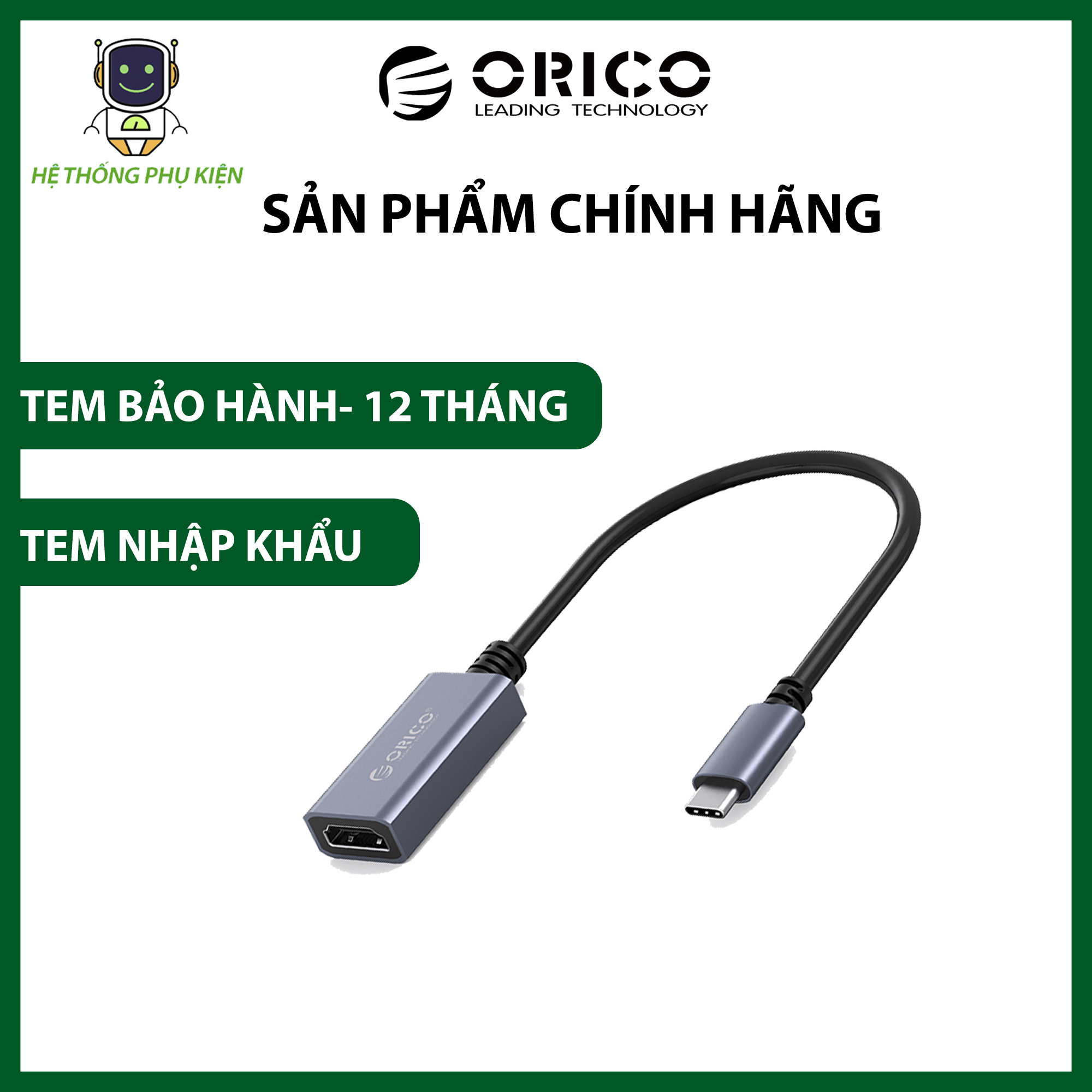 Đầu chuyển đổi Type C sang Cổng HDMI ORICO CTH-GY Hàng Chính Hãng