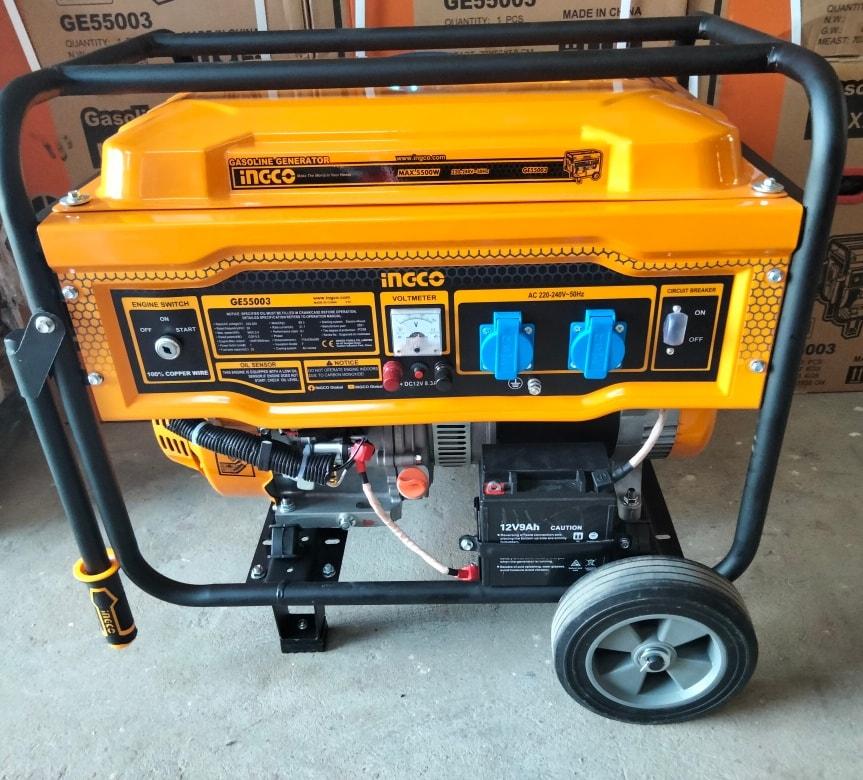 MÁY PHÁT ĐIỆN ĐỘNG CƠ XĂNG 4 THÌ, OHV, (13HP) 5.5KVA INGCO  GE55003- HÀNG CHÍNH HÃNG