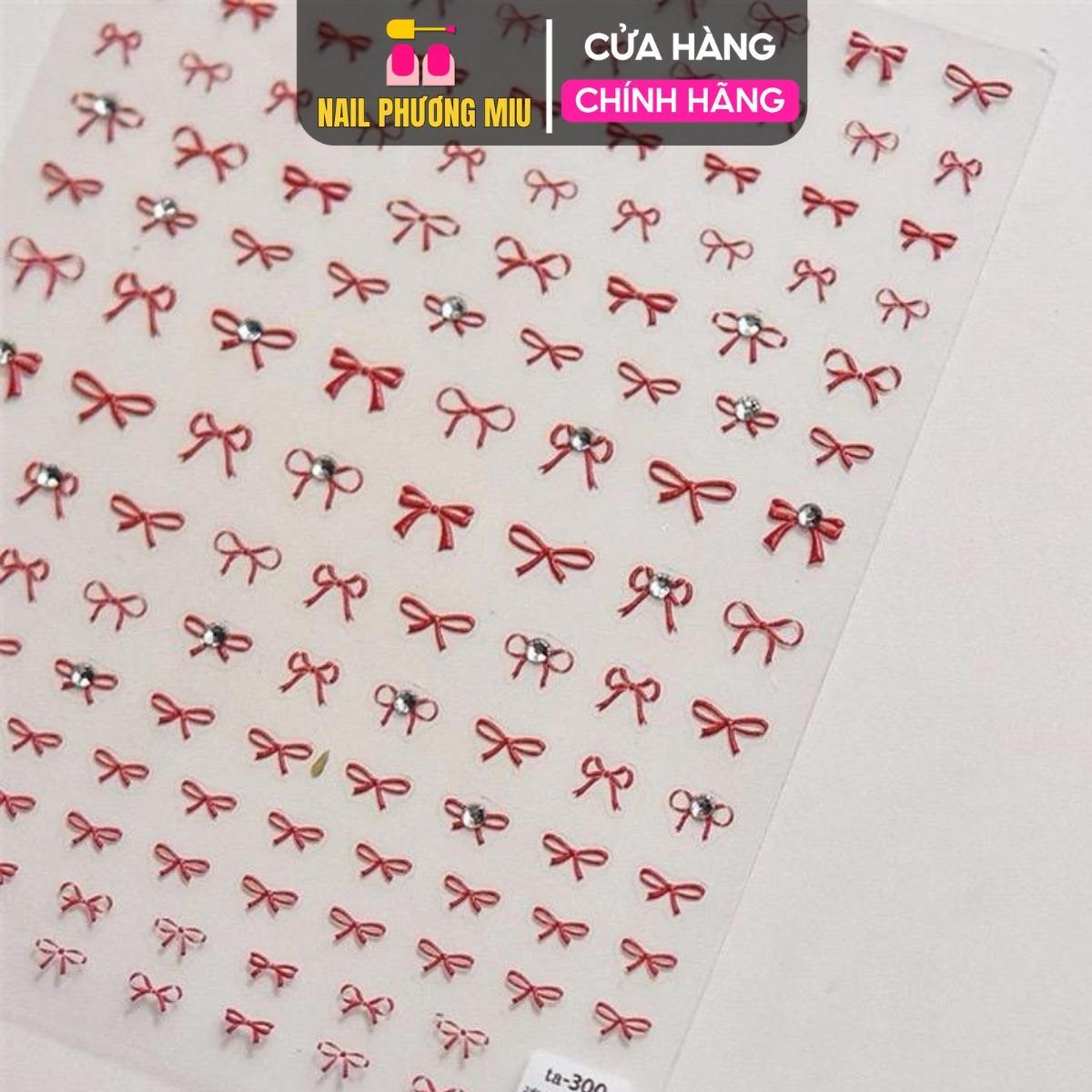 Sticker 5D Lụa Nổi Hình 300 Nơ Đỏ Đính Đá Khảm Đá TL054 Trang Trí Móng Tay Chân Làm Nail Siêu Tiện Lợi Dịp Lễ Tết Women Nữ