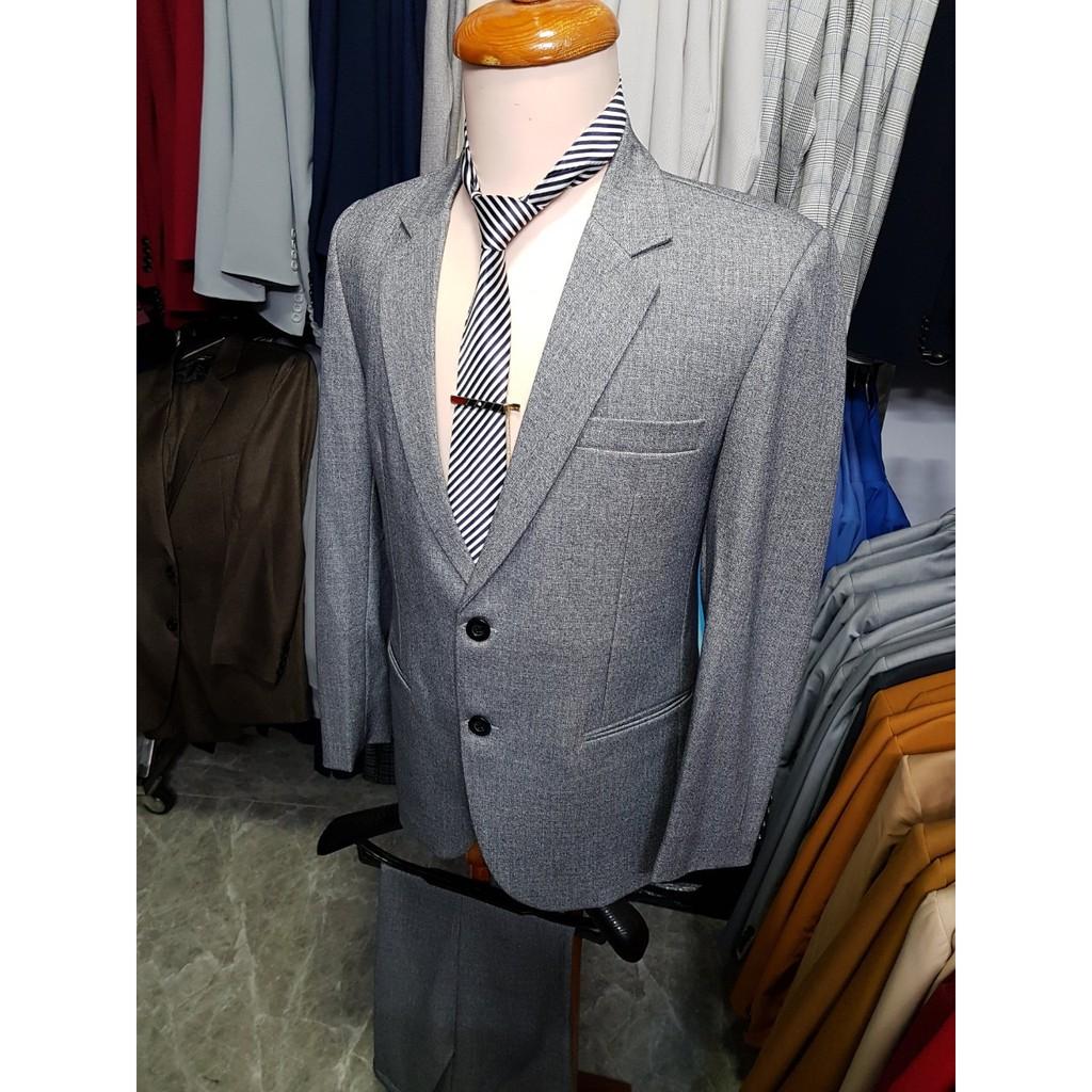 Bộ vest nam kiểu 2 nút chất vải bố cao cấp cực dày mịn