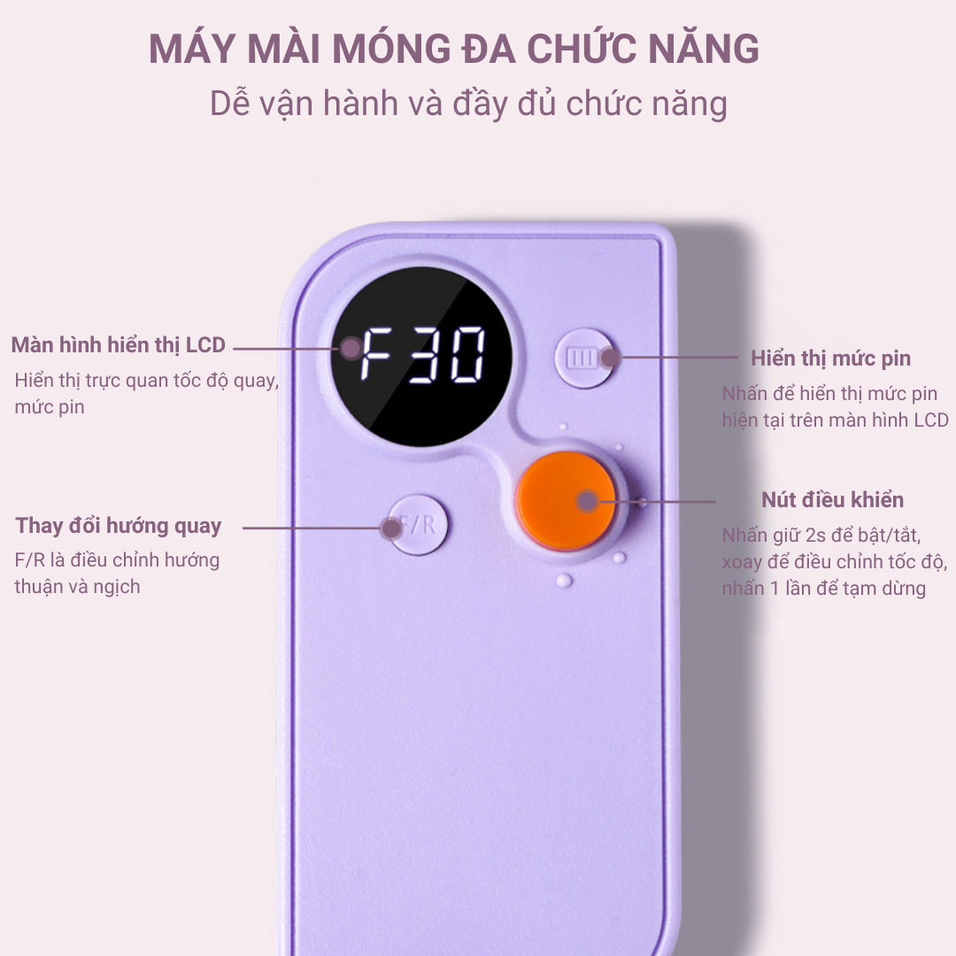 Máy Mài Móng UV101, Máy Mài Nail Mài Bột Tích Điện Cầm Tay Cao Cấp-Tặng Kèm Bộ Đầu Mài