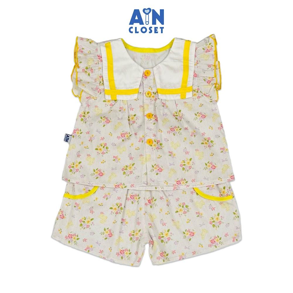 Bộ quần áo Ngắn bé gái hoạ tiết Chùm Hoa Vàng Cotton - AICDBGXNWLWR - AIN Closet