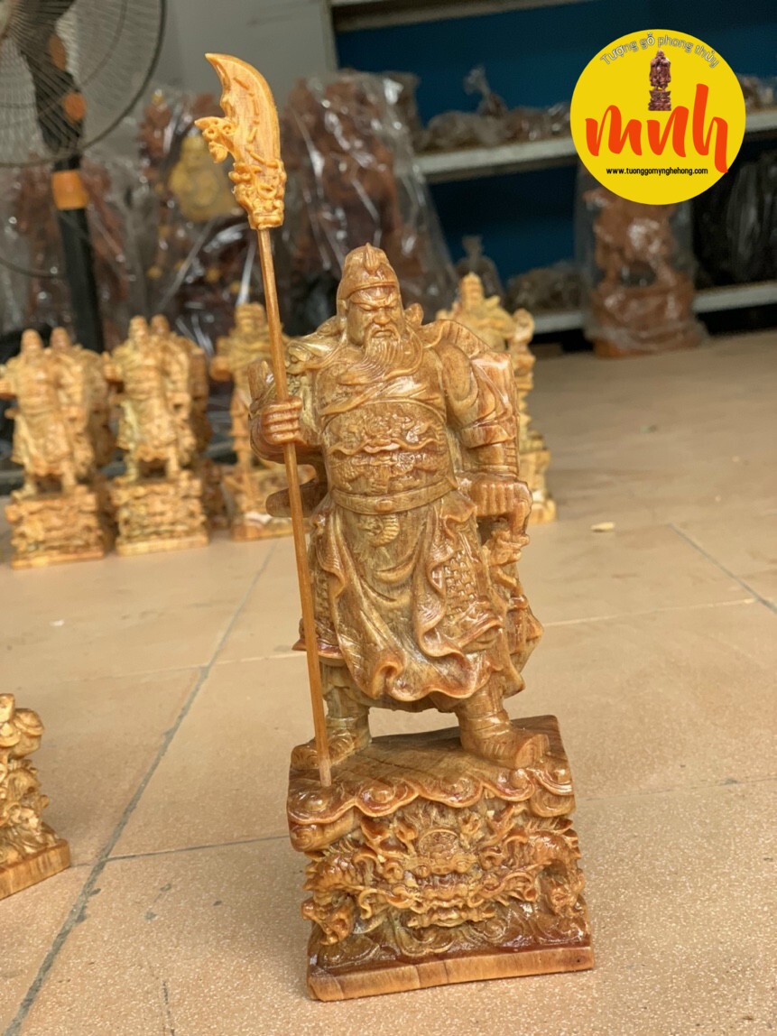 Tượng Quan Công Trấn Ải Mini Gỗ Huyết Long Mọng Dầu Kích thước Cao 20cm