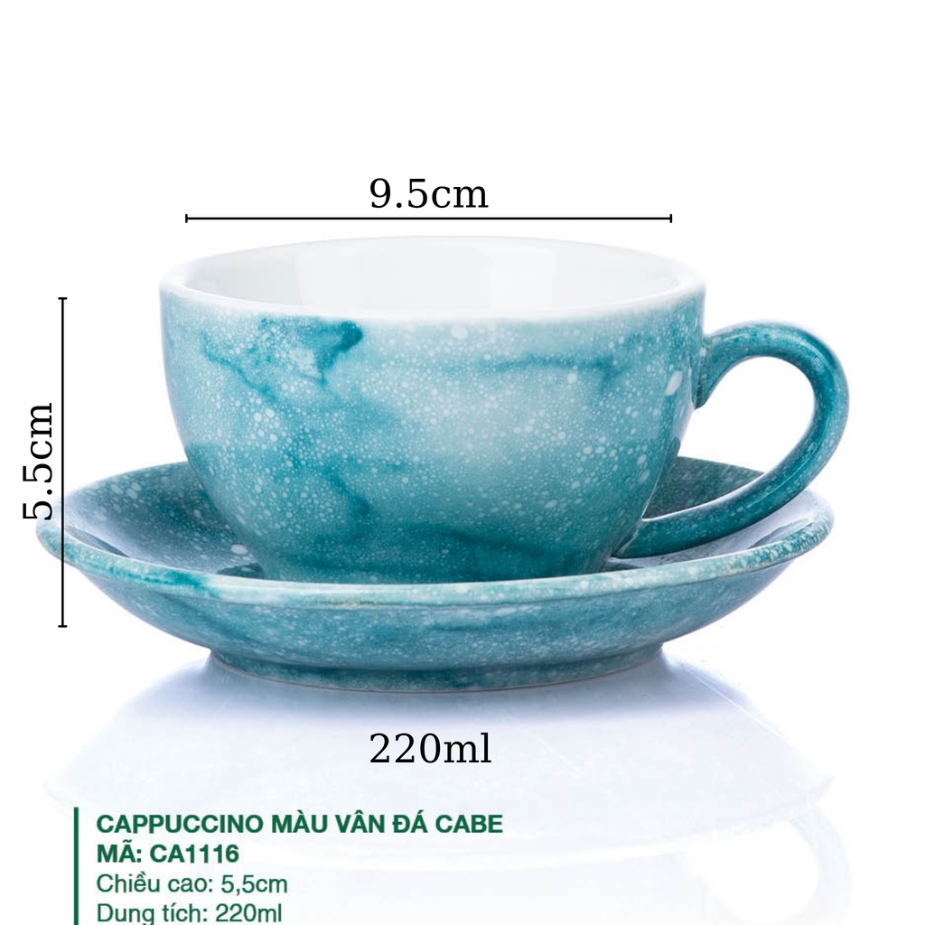 Cốc sứ, Ly sứ vân đá Bát Tràng - ly cà phê Cappuccino Nhật dung tích 220ml, nhiều màu lựa chọn