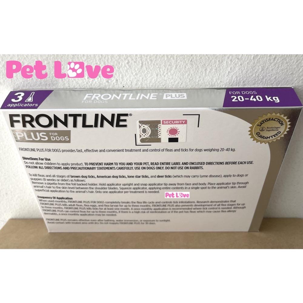 1 hộp Frontline Plus (3 tuýp) nhỏ gáy trị ve, rận, bọ chét (chó từ 20- 40kg)