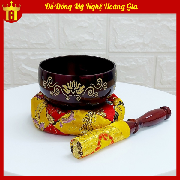 Chuông tụng kinh Japal hoa sen đen vàng
