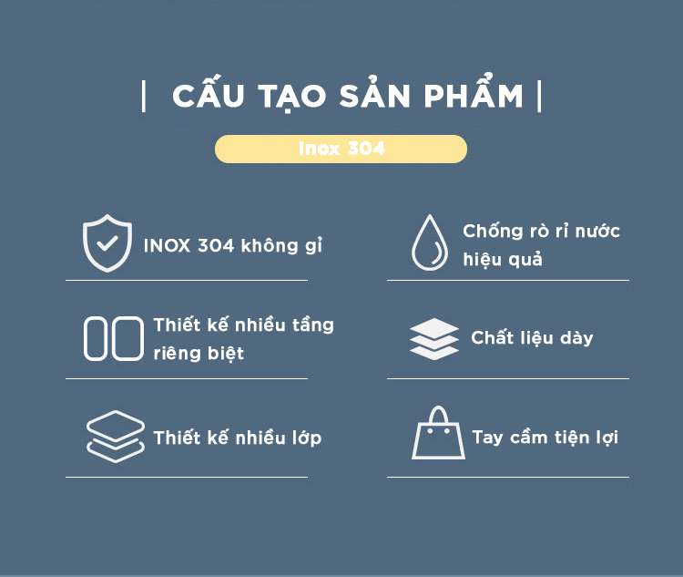 Hộp cơm giữ nhiệt văn phòng YESURE 1200ml Hai Tầng có ngăn Inox Tháo rời dễ dàng cho vào lò Vi Sóng - Hàng chính hãng