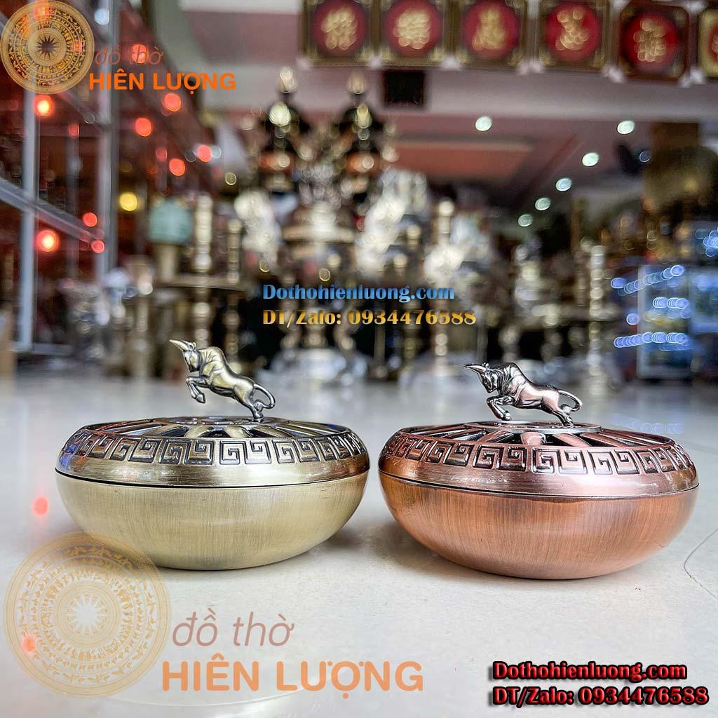Lư Xông Trầm Nắp Xoay Linh Vật Trâu Bằng Đồng Phong Thủy Đẹp