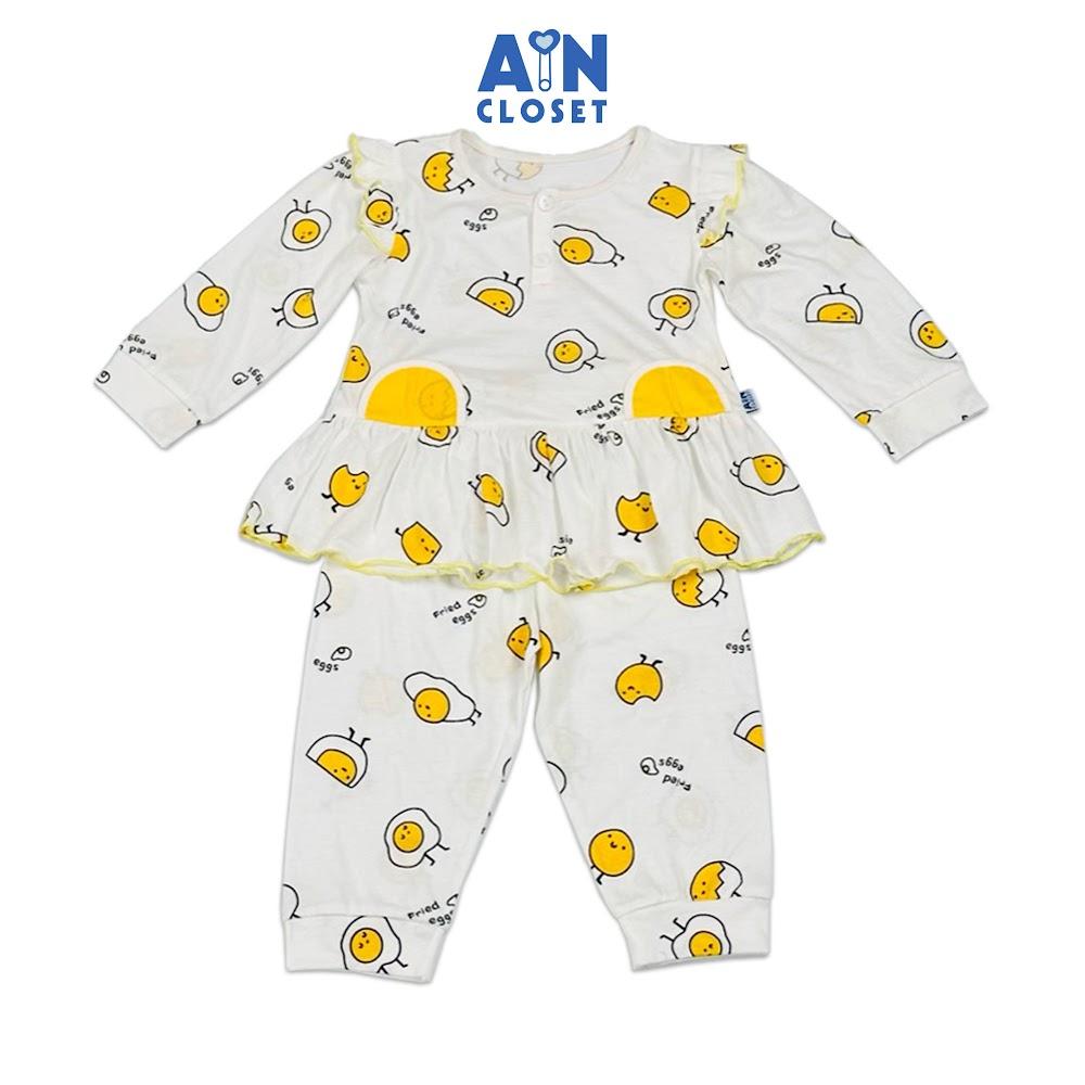 Bộ quần áo Dài bé gái họa tiết Trứng Lười Thun cotton - AICDBGMOXU40 - AIN Closet
