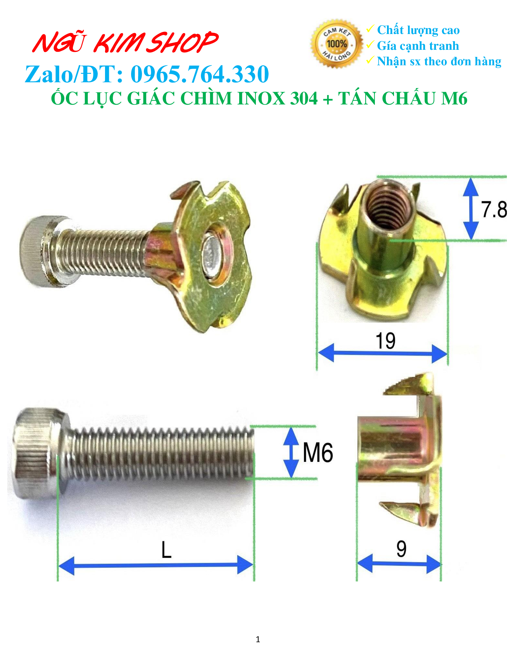 ỐC LỤC GIÁC CHÌM M6 INOX304 + TÁN CHẤU M6 BẮT LOA _ HÀNG XỊN