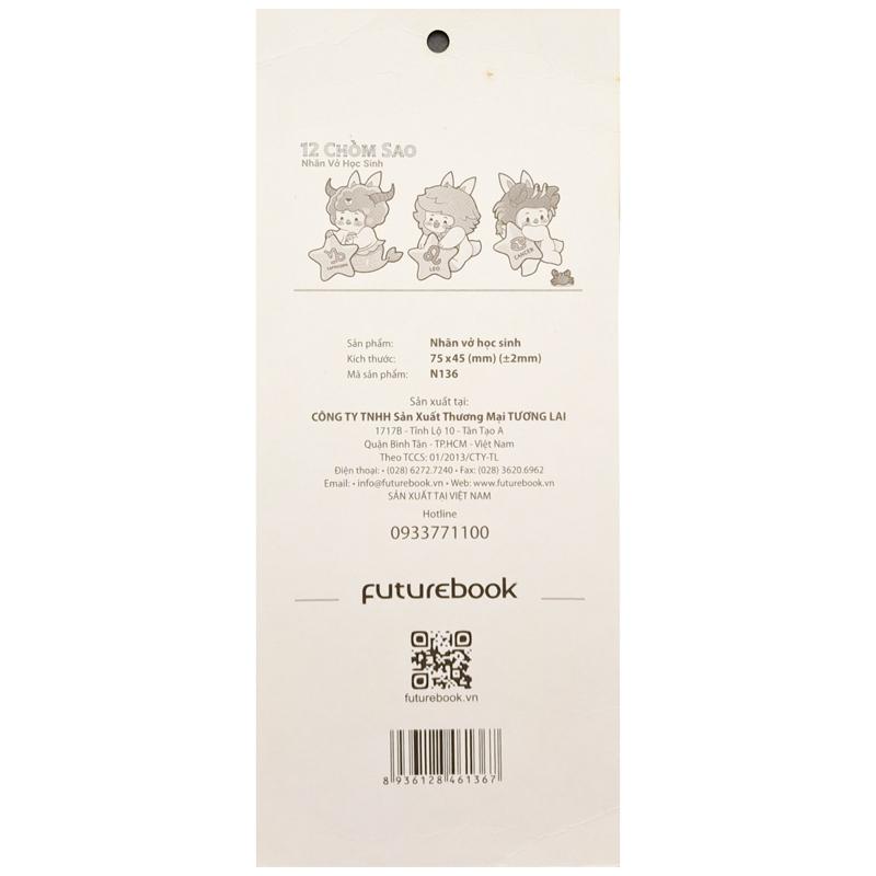 Nhãn Vở Học Sinh 12 Chòm Sao - futurebook N136 (15 Nhãn)