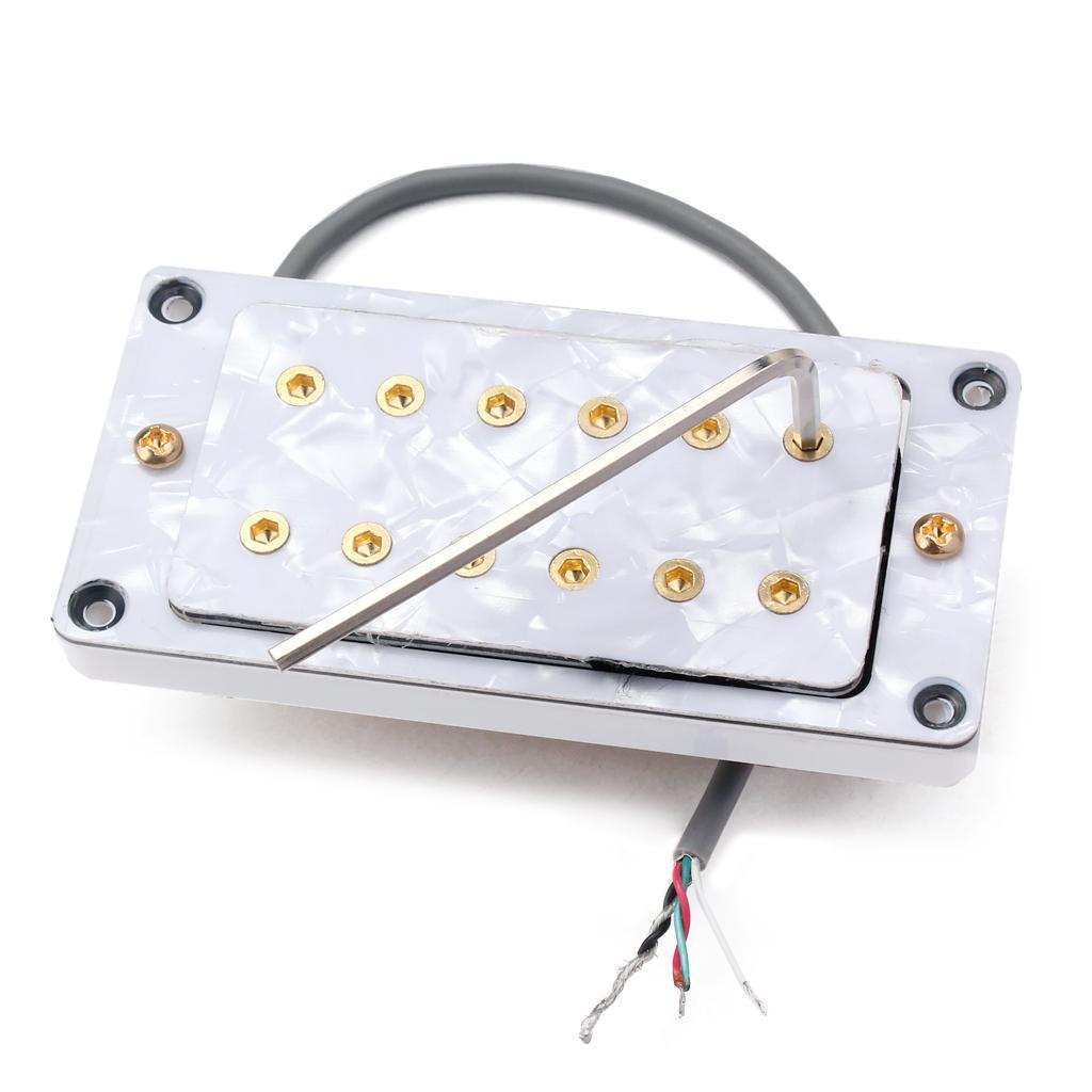 Height Adjustable Double Coil Neck Bridge Pickup for Electric Guitar White