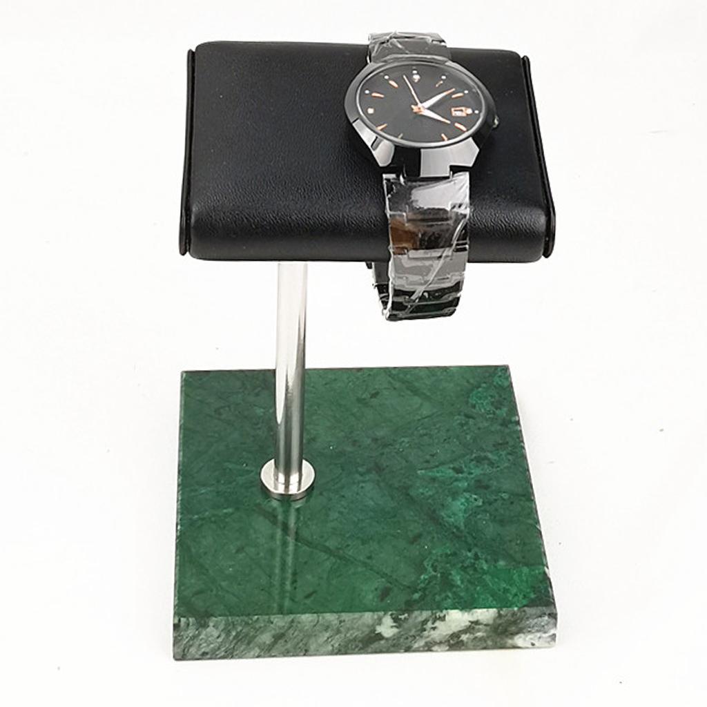 2pcs Green Marble Base & PU Watch Holder Stand Placement for Display