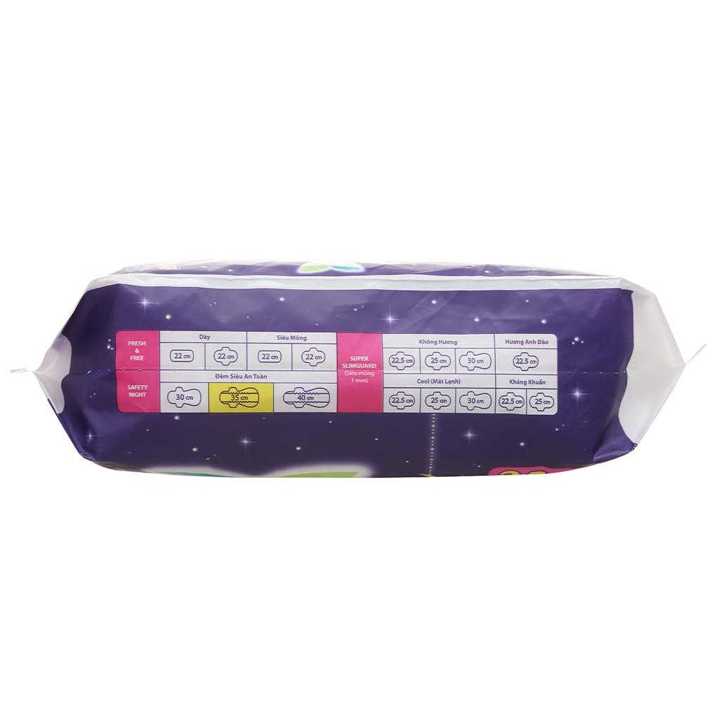Băng vệ sinh ban đêm Laurier Safety Night siêu an toàn 35cm, siêu thấm hút, chống tràn, ngủ ngon mọi tư thế