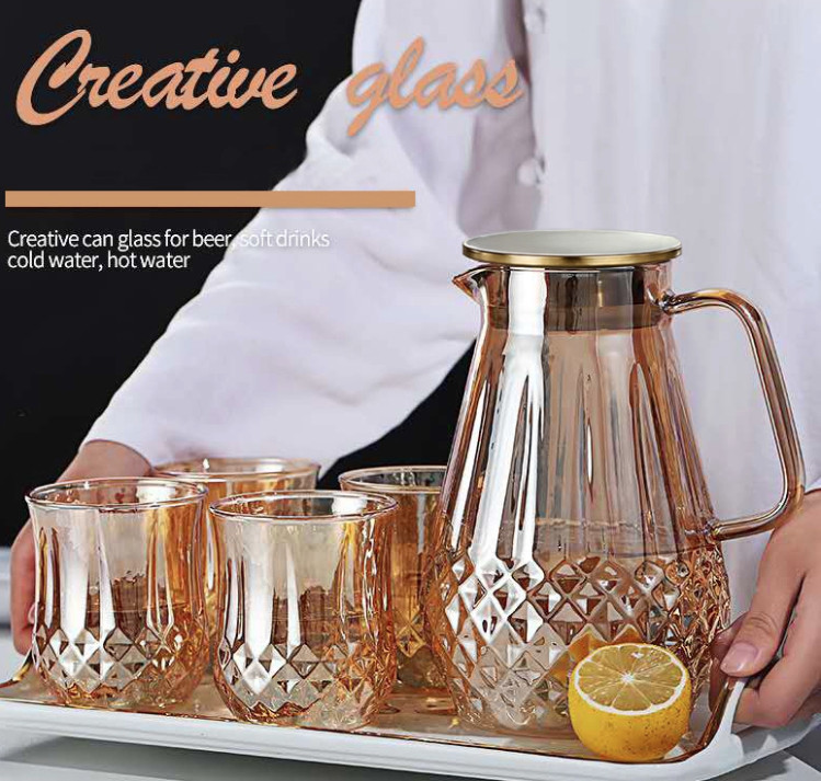 Set bình đựng nước thủy tinh kèm 4 cốc AMBER GLASSWARE 1500ml