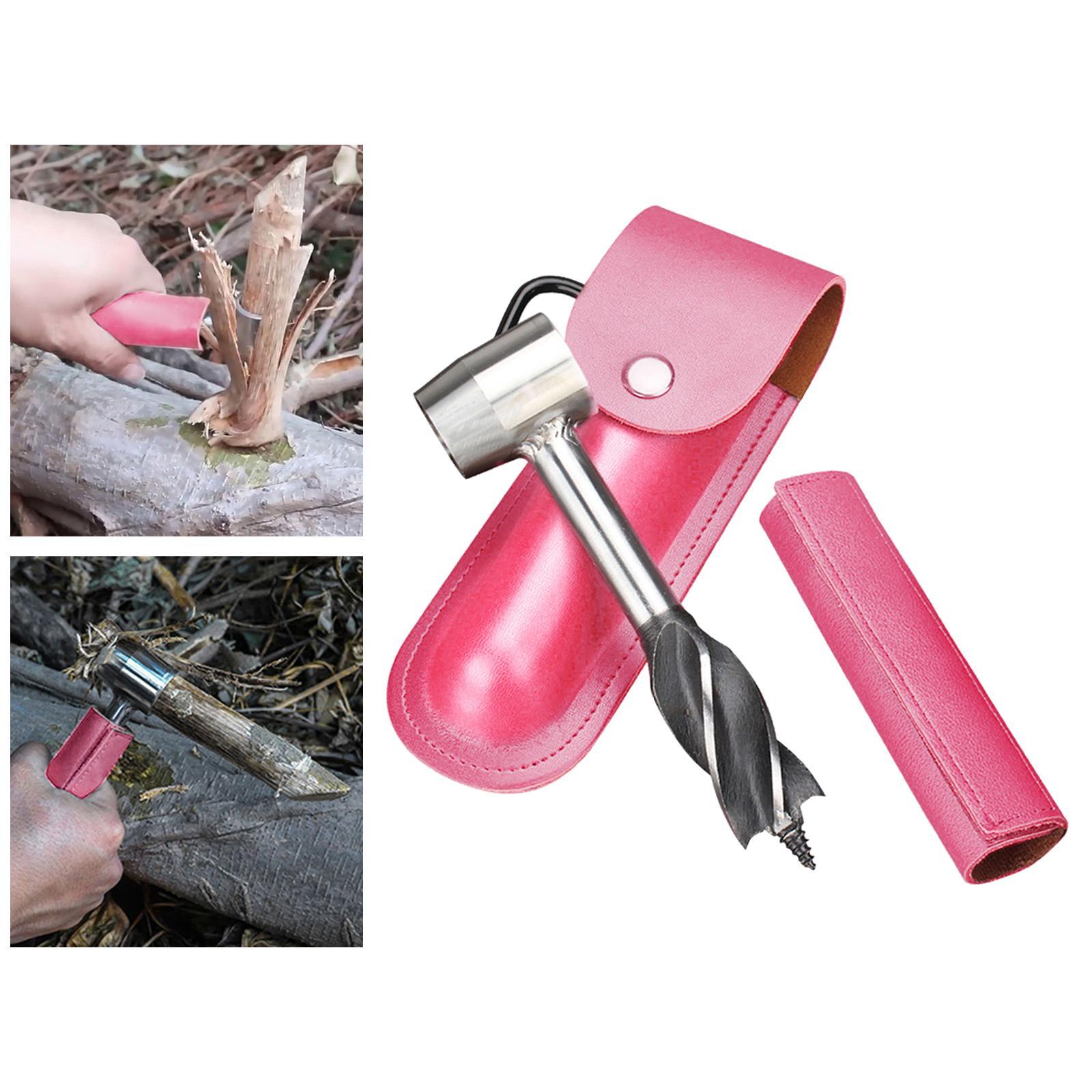 Hand Auger Drill Bit Woodworking Hand Screw Drill Camping Tool pink