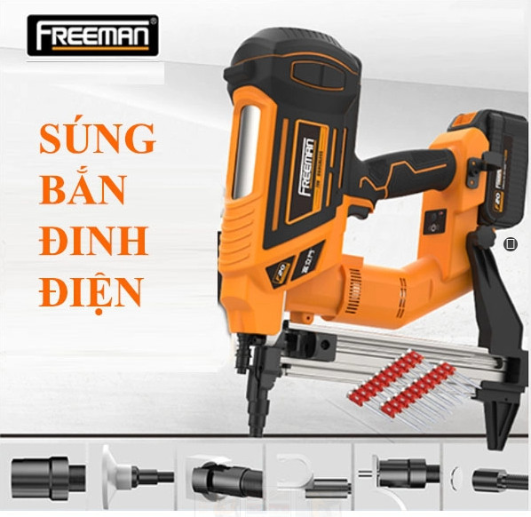 Máy bắn đinh điện Freeman LD40, súng bắn đinh bê tông, gố, thép không dây Cường Thịnh