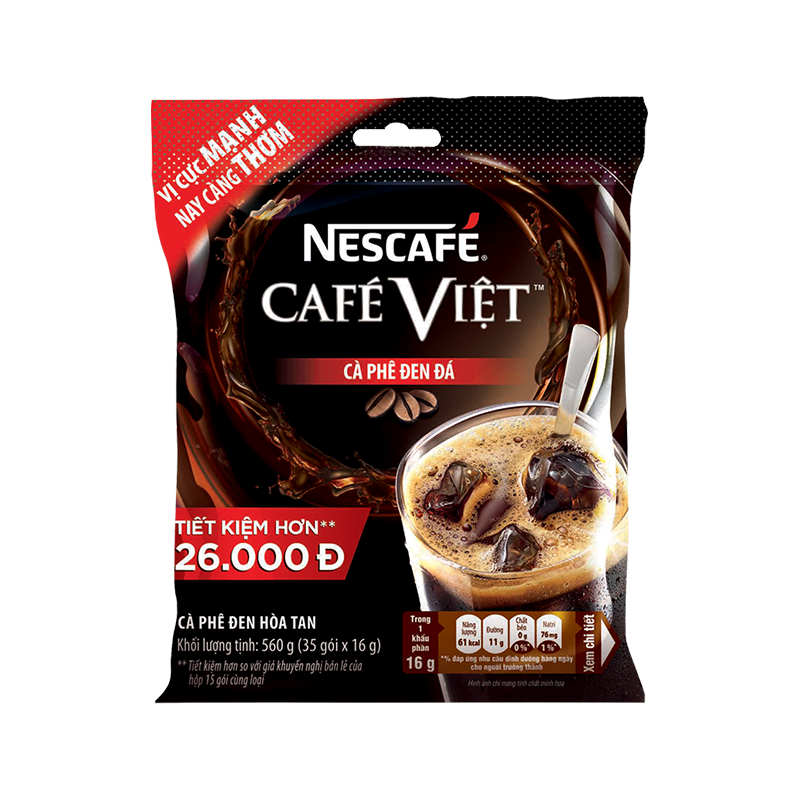 Cà phê hòa tan NESCAFÉ Café Việt Cà phê đen đá (Túi 35 gói x 16g)