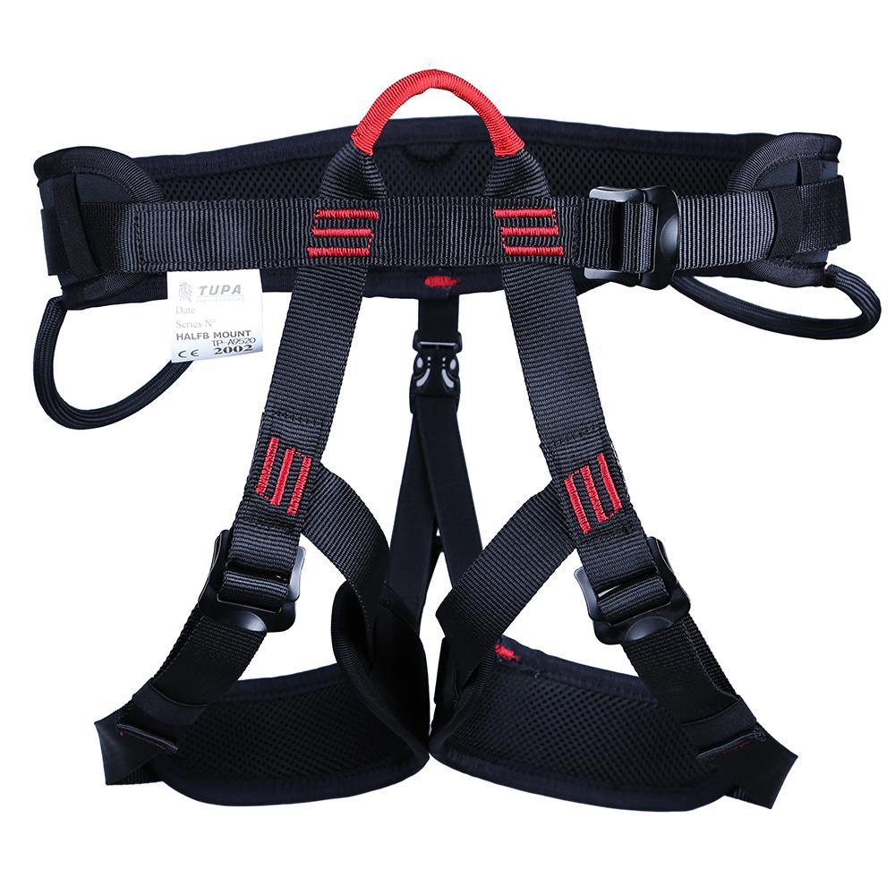 Premium Rock Climbing Half Body Harness Safety Seat Sitting Bust Belt for Outdoor Sports Mountaineering Downhill Tree Arborist Rappelling Rescue Gear Equipment