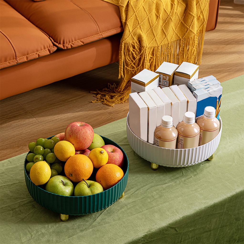 2x Round Rotating Storage Tray Spice Organizer Decorative Non Skid Pantry