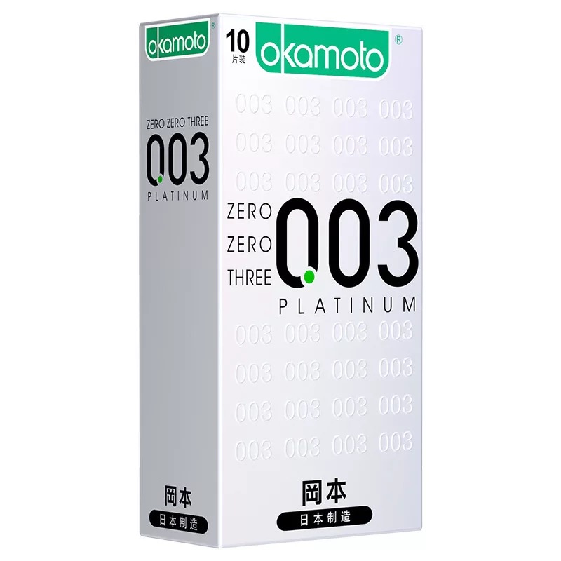 Bao Cao Su Okamoto 0.03 Cool Siêu mỏng Bóng Láng Mát lạnh Hộp 8 Cái