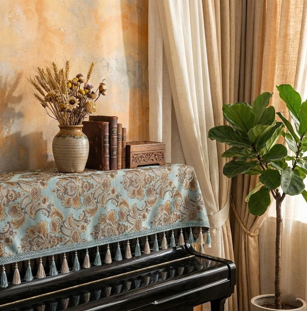 Khăn phủ đàn piano cơ đàn piano điện tử 88 phím phong cách Châu Âu cổ điển sang trọng chống bụi chống xước - HÀNG CHÍNH HÃNG