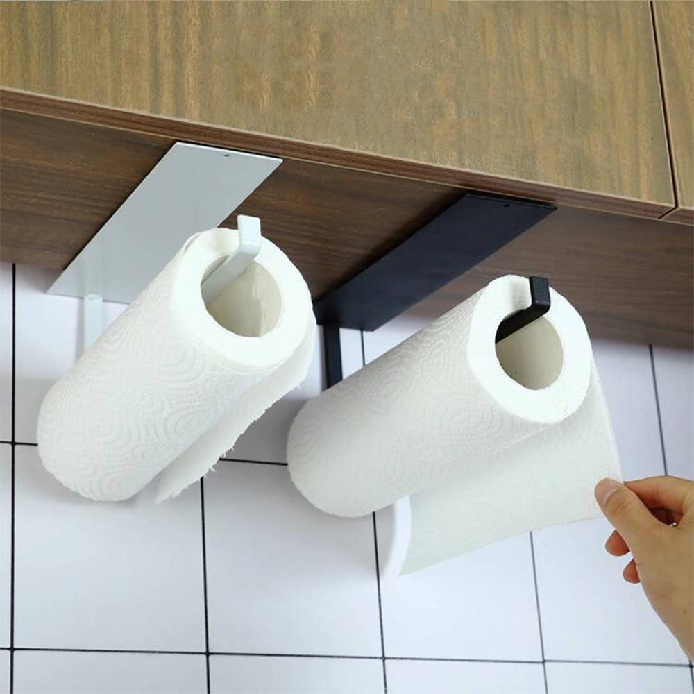 Kệ treo tường sắt có chất kết dính không cần khoan để treo khăn giấy cho phòng tắm tại nhà