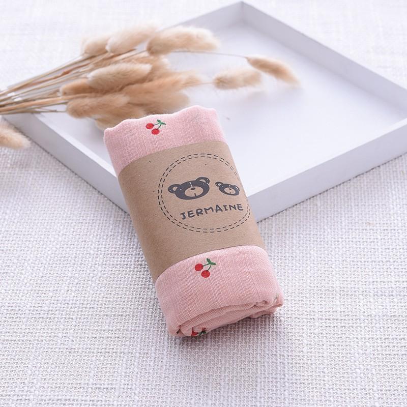 Khăn cotton và lanh tre bông anh đào vương miện in trẻ em mỏng cho bé