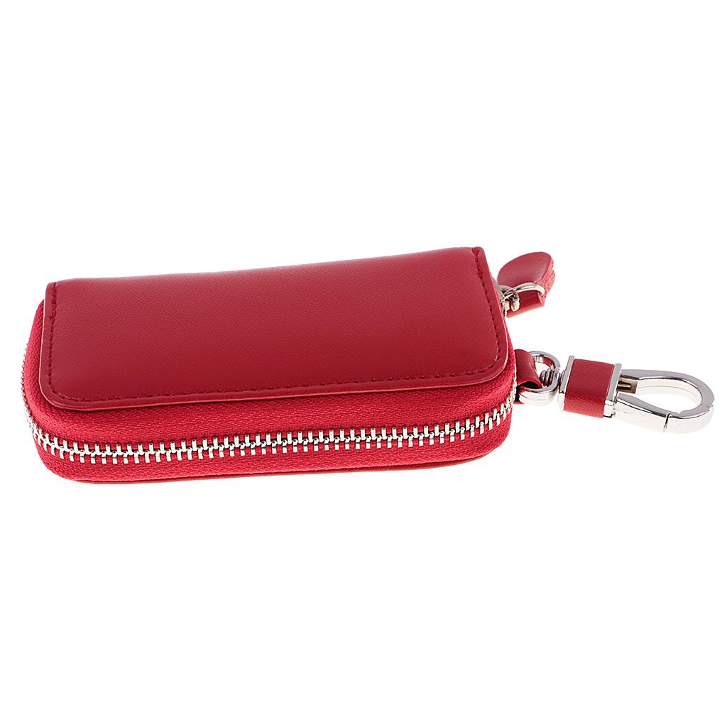 Genuine Leather Car Key Holder Keychain Case Bag Hook Pouch