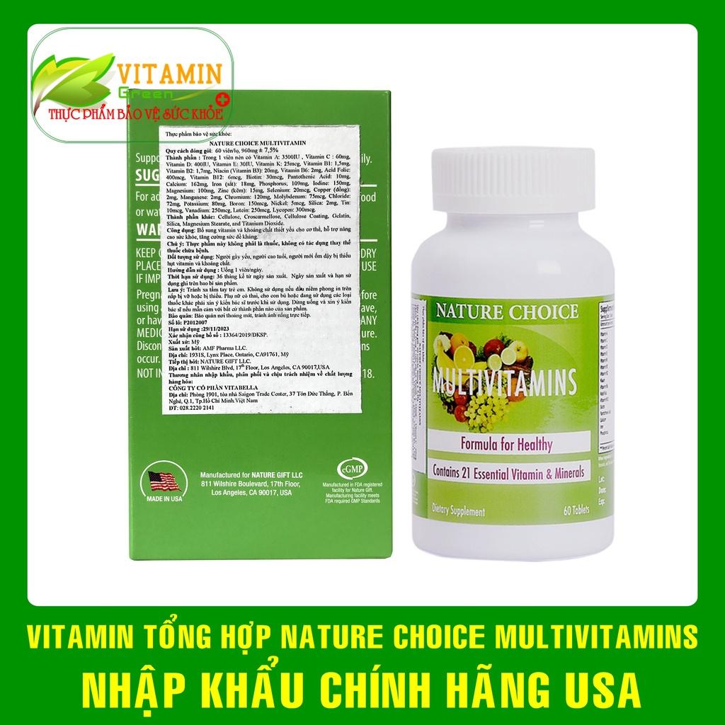 Vitamin tổng hợp NATURE CHOICE MULTIVITAMINS bổ sung 33 vitamin và khoáng chất | Nhập khẩu chính hãng Mỹ