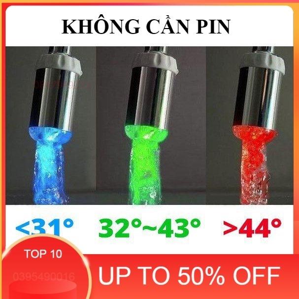 Đầu gắn vòi nước có led báo nóng lạnh ấm tự động phát sáng không cần sử dụng pin tiện lợi cho phòng tắm hoặc nhà bếp...