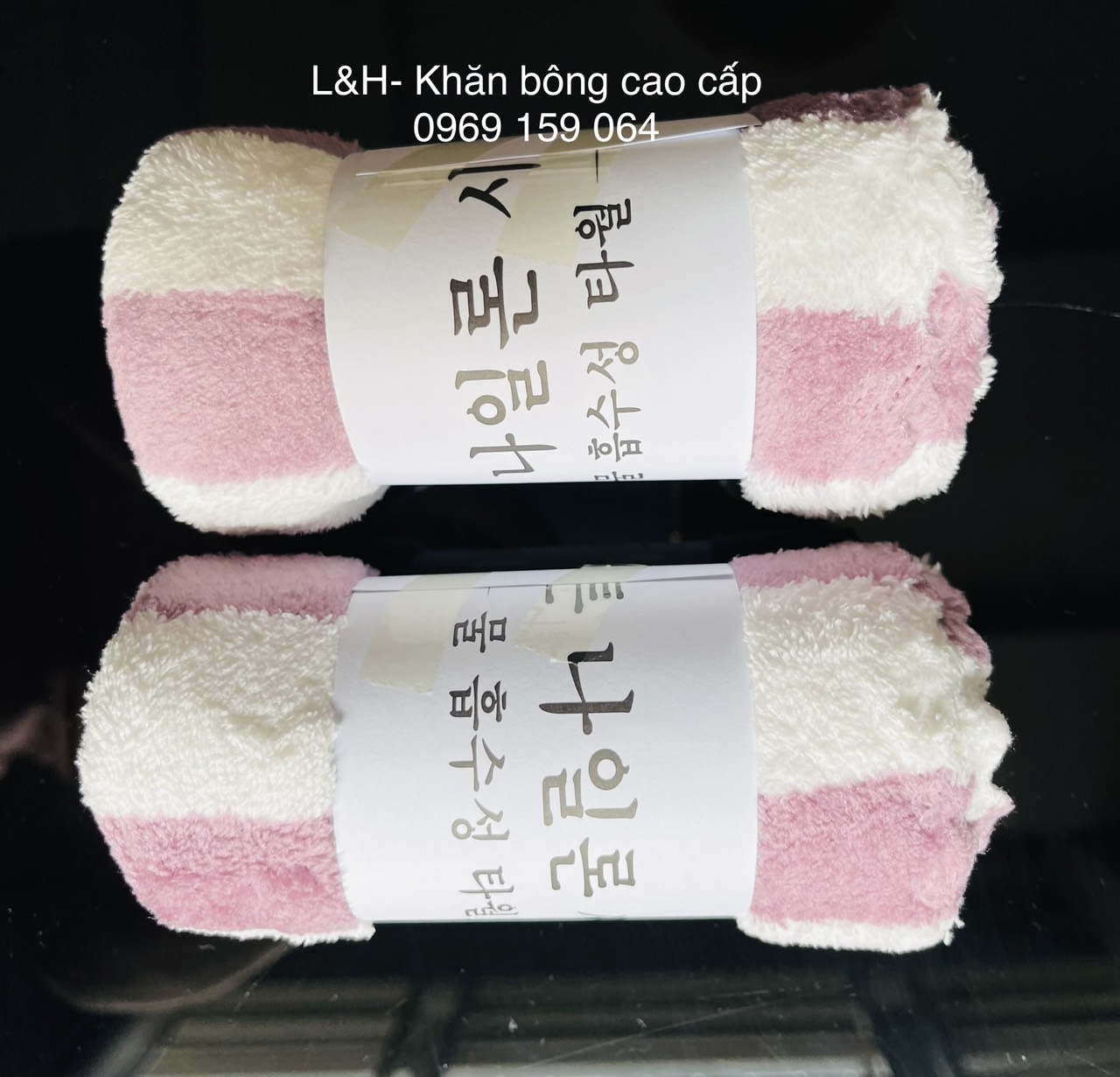 Khăn mặt lông cừu kẻ viền to, Kt 30x50cm