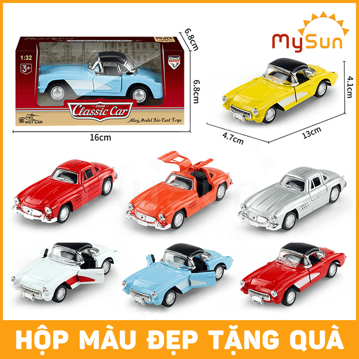 Mô hình xe hơi ô tô kim loại xe oto cổ điển đồ chơi 1:32 mini có nhạc giá rẻ