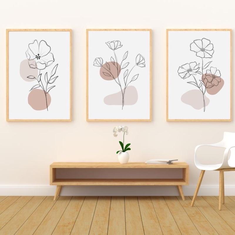 tranh canvas hiện đại treo tường bộ 3 bức Kt: 40x60cm