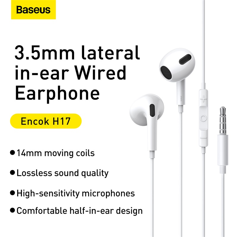 Tai Nghe Baseus Encok 3.5mm lateral in-ear Wired Earphone H17 - Hàng chính hãng