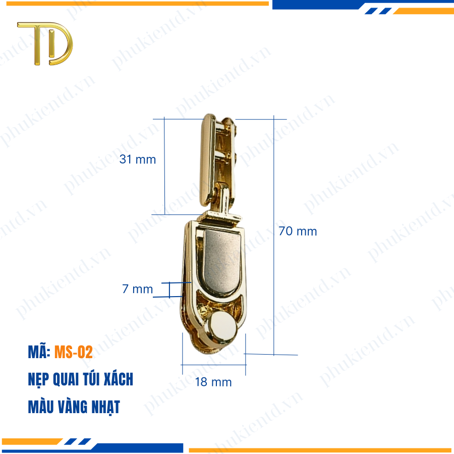 Nẹp túi xách, quai kẹp túi xách, khoen quai túi xách, công nghệ mạ điện độ bền 5 - 8 năm