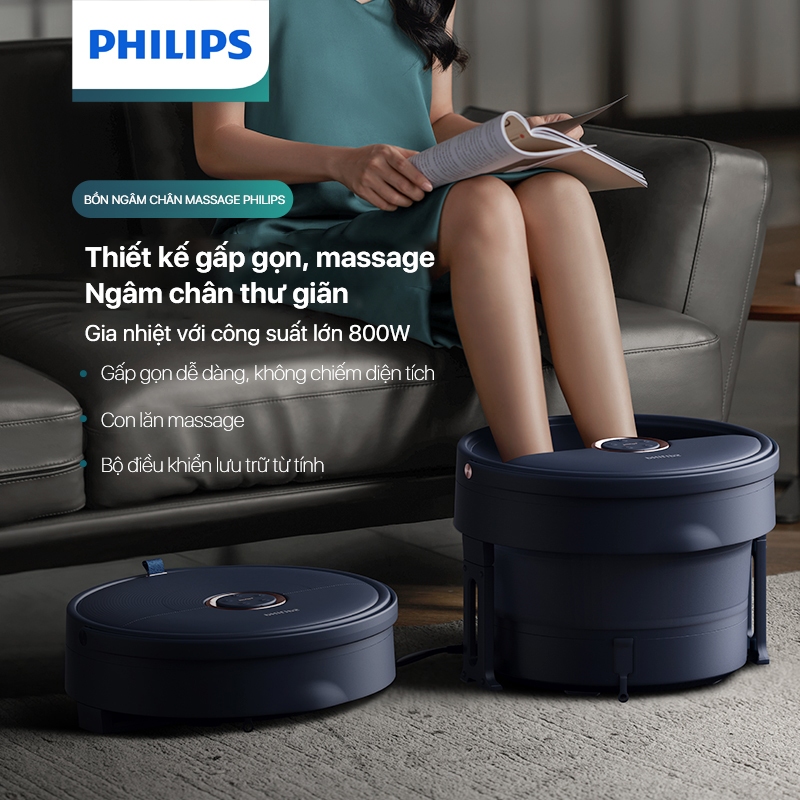 Bồn Ngâm Chân Massage PHILIPS PPM6501 - Thiết Kế Gọn Tiện Lợi - Hàng nhập khẩu