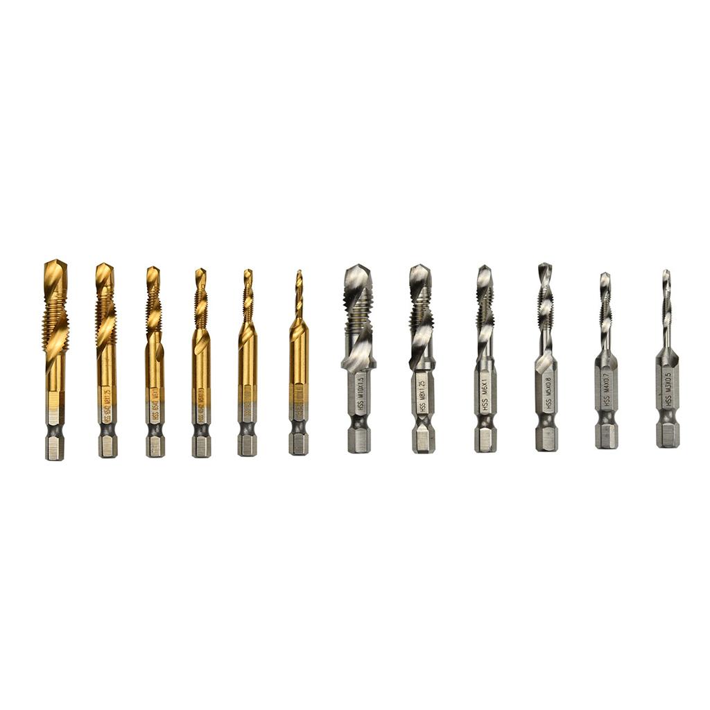 6pcs Quick Change HEX Shank Twist Drill and Bit set - metal M3-M10 Silver
