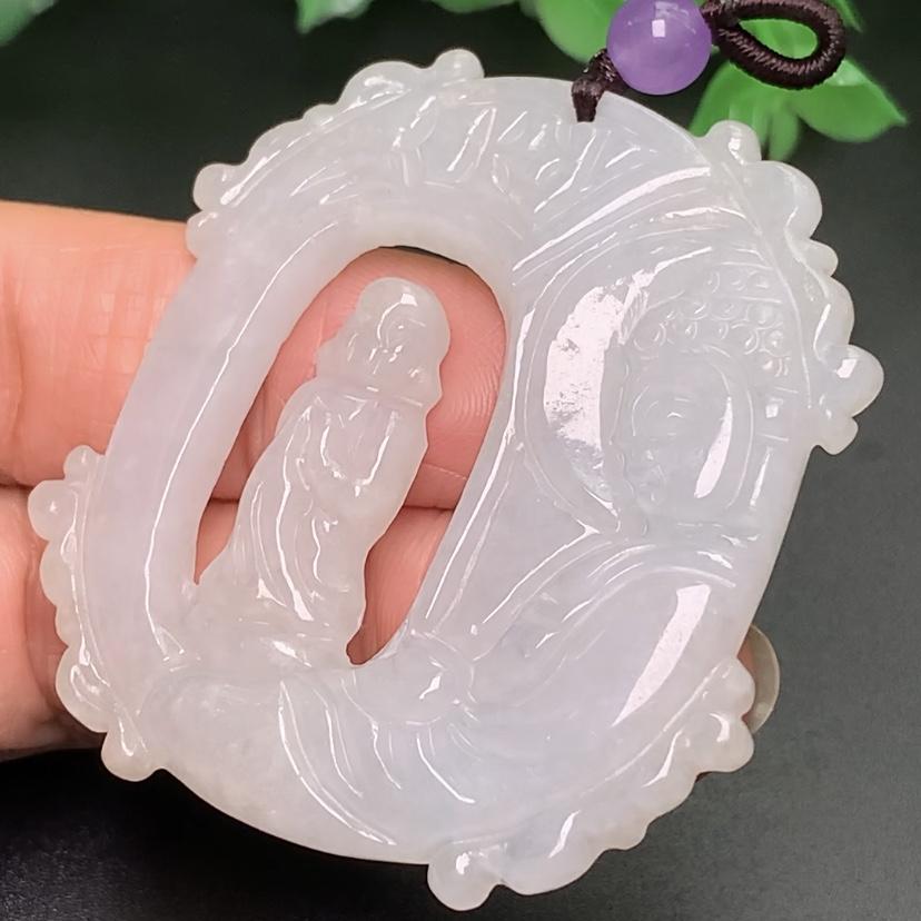 Mặt Phật bạch Ngọc phỉ thúy thiên nhiên Jadeite A