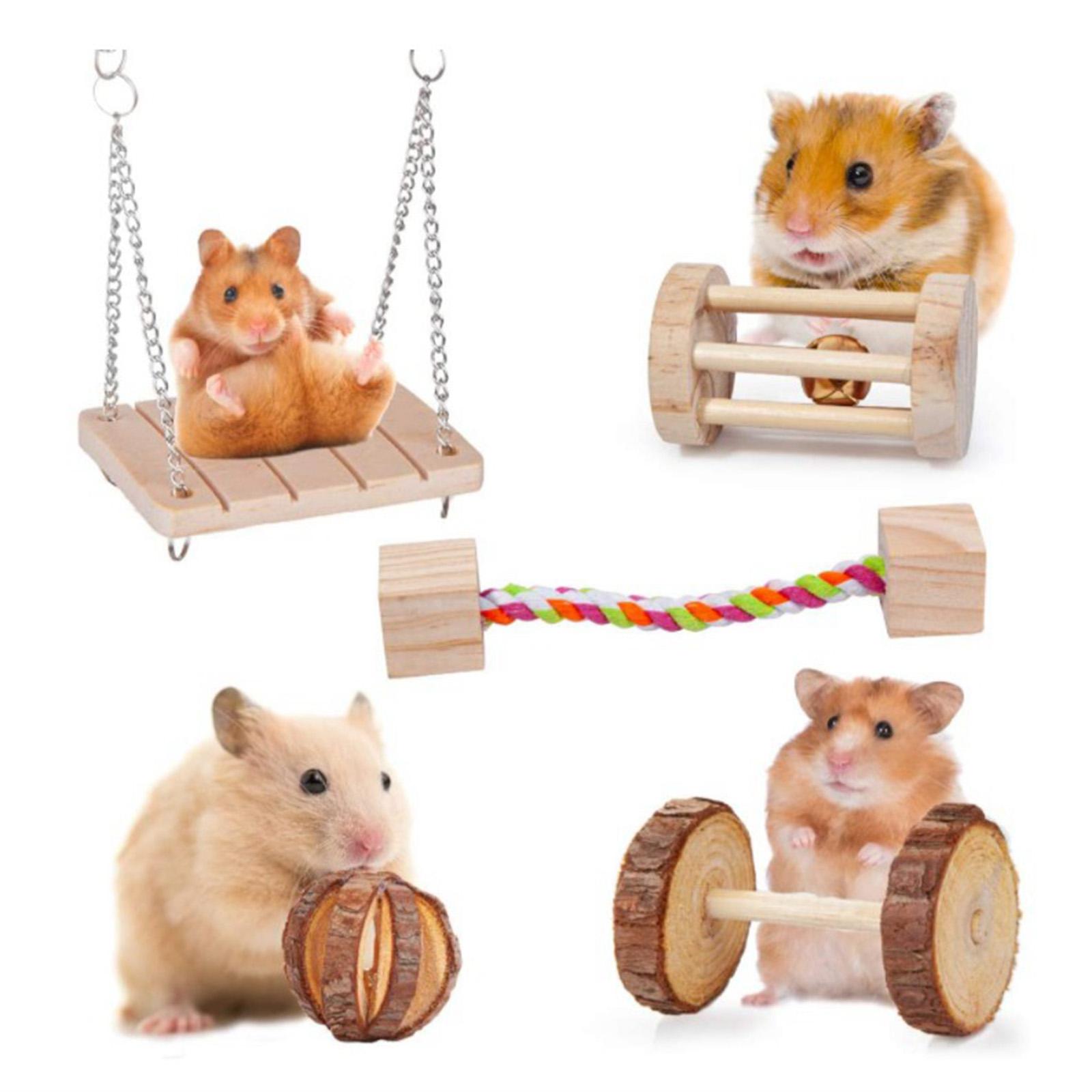 10pcs Wooden Hamster Chew Toy Gerbil Rat Guinea Pig Chinchilla Unicycle