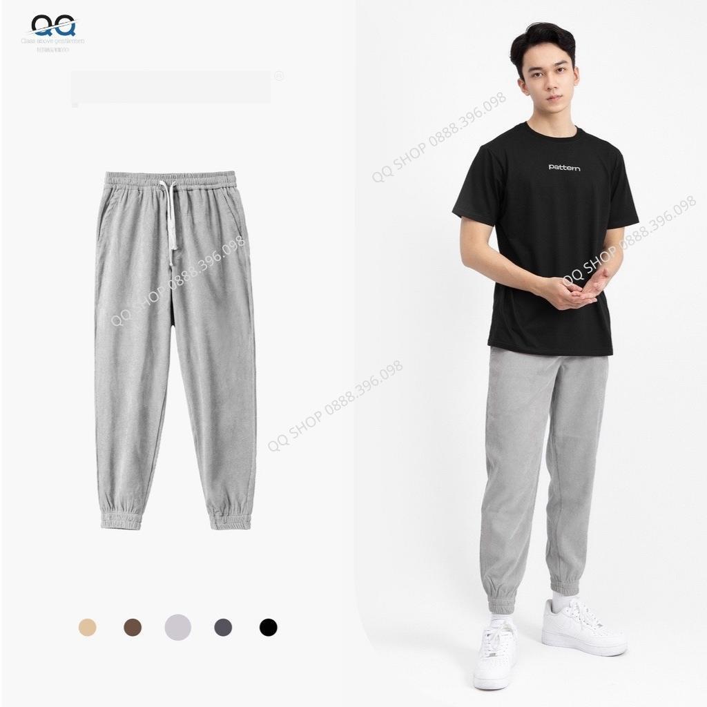 Quần jogger nam thể thao ống rộng chất nhung tăm unisex dày dặn phong cách QQ SHOP