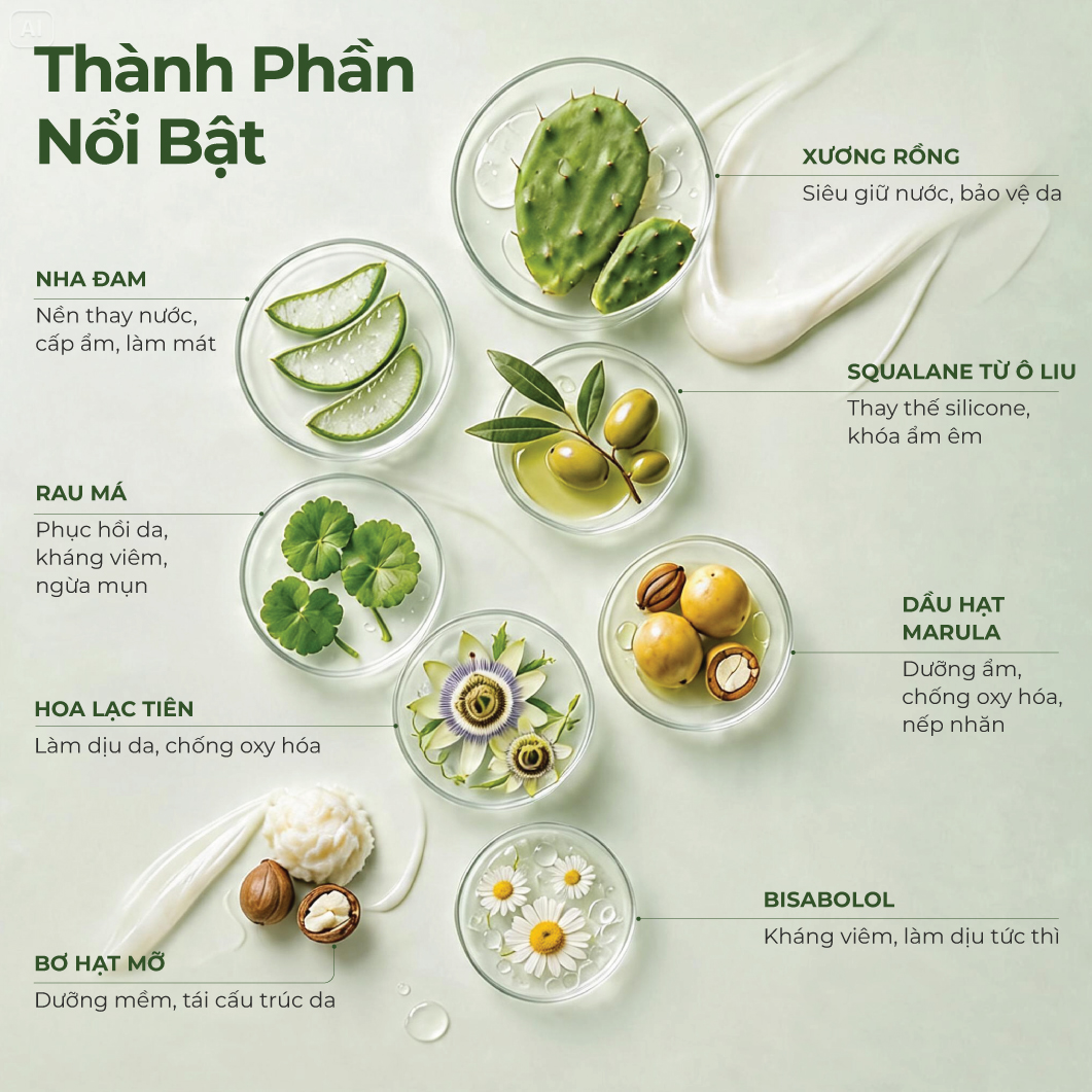 Kem Chống Nắng Thuần Chay Phổ Rộng Xương Rồng Heebee's Dưỡng Trắng, Chống Tia UVA, UVB, Ánh Sáng Xanh, Nâng Tone 40g