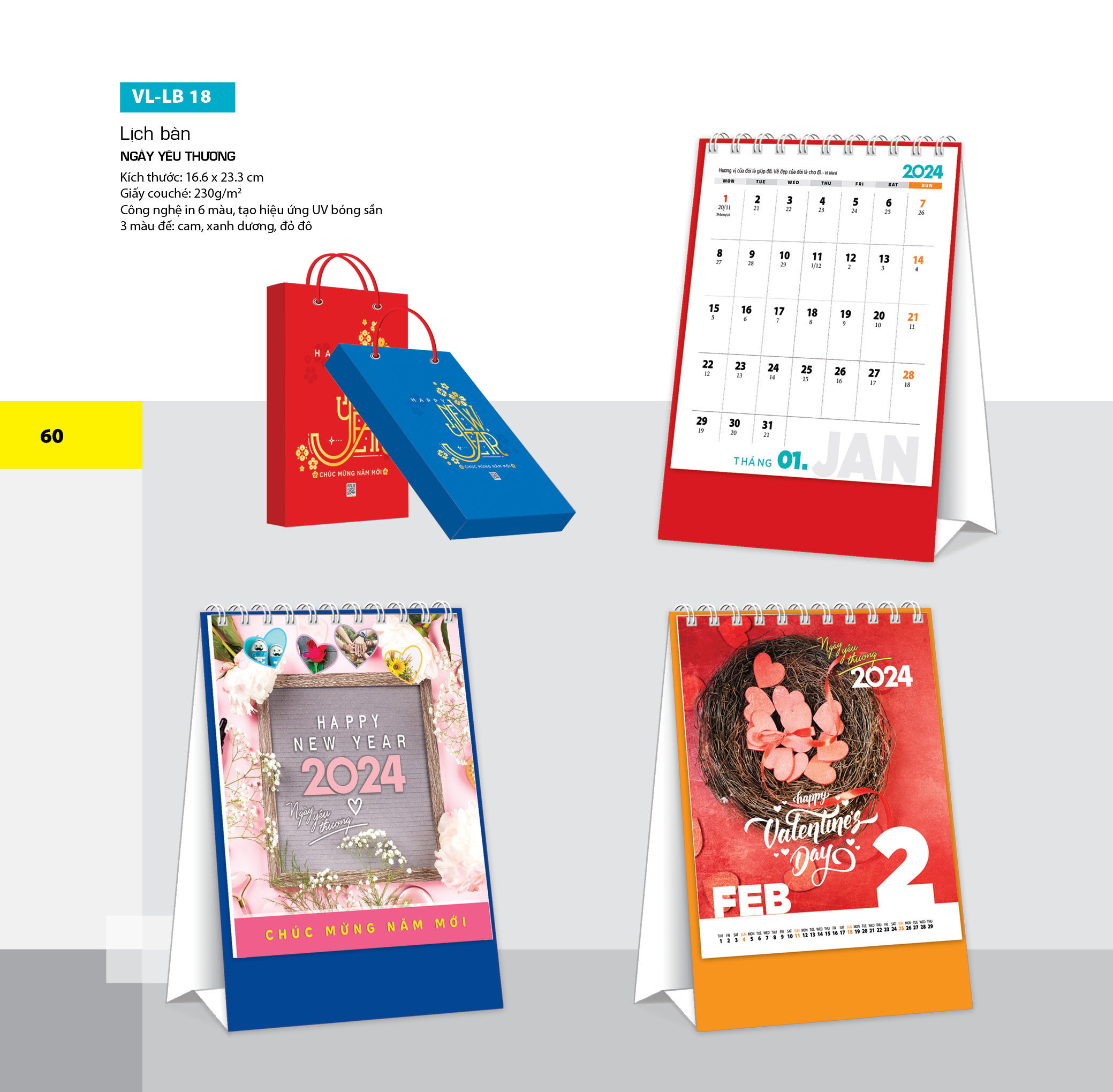 Lịch Bàn 2024 VL-LB18 Ngày Yêu Thương -  VanLangbooks