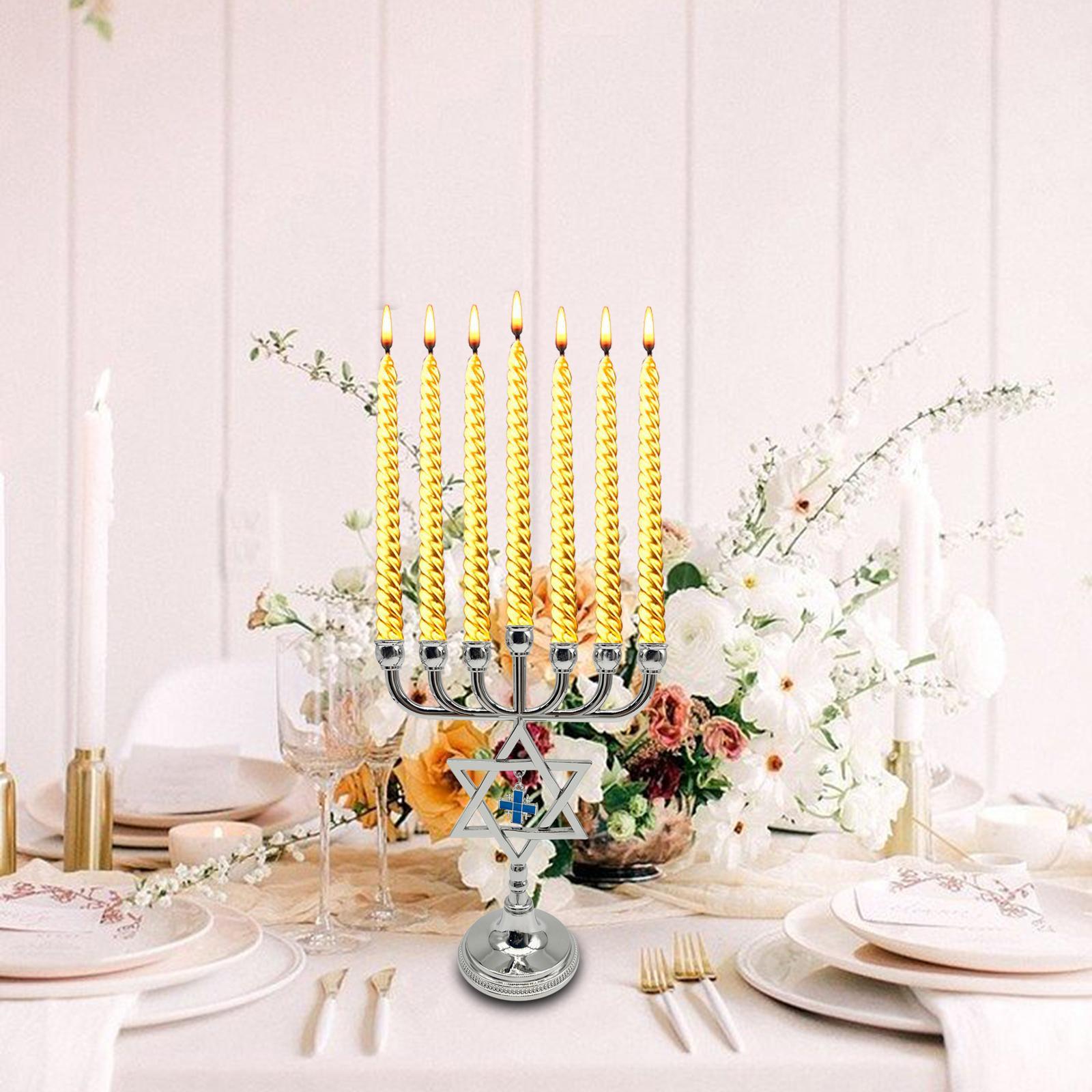 Hanukkah Menorah Candle Holder with star  Branches Candlestick Decorations Elegant for Fireplace Mantel Height 17cm Candle Stand