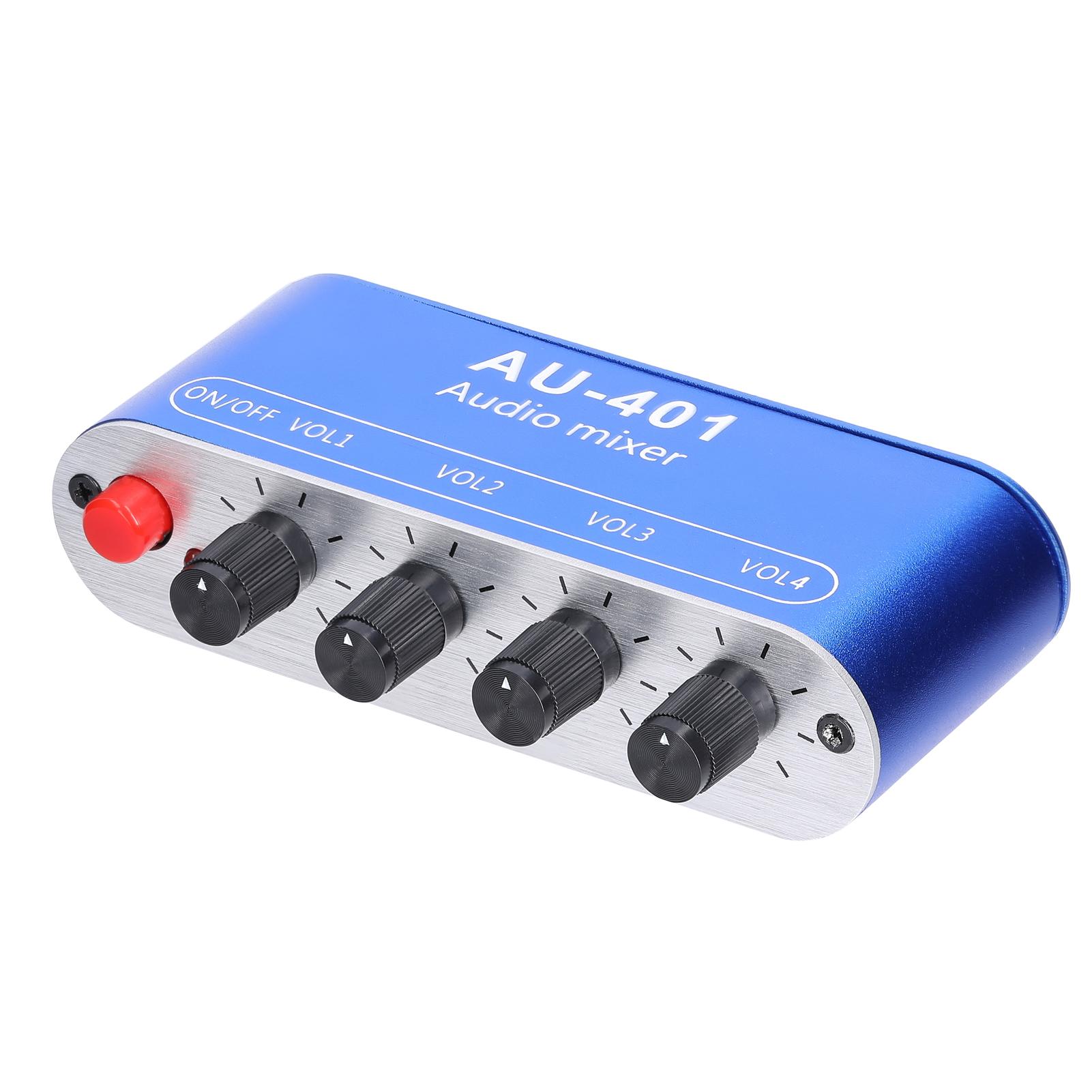 3.5mm Audio Mixer Stereo Audio Mixer 4 Input to 1 Output Individually Controls Sound Mixing Tool Headphones Amplifier