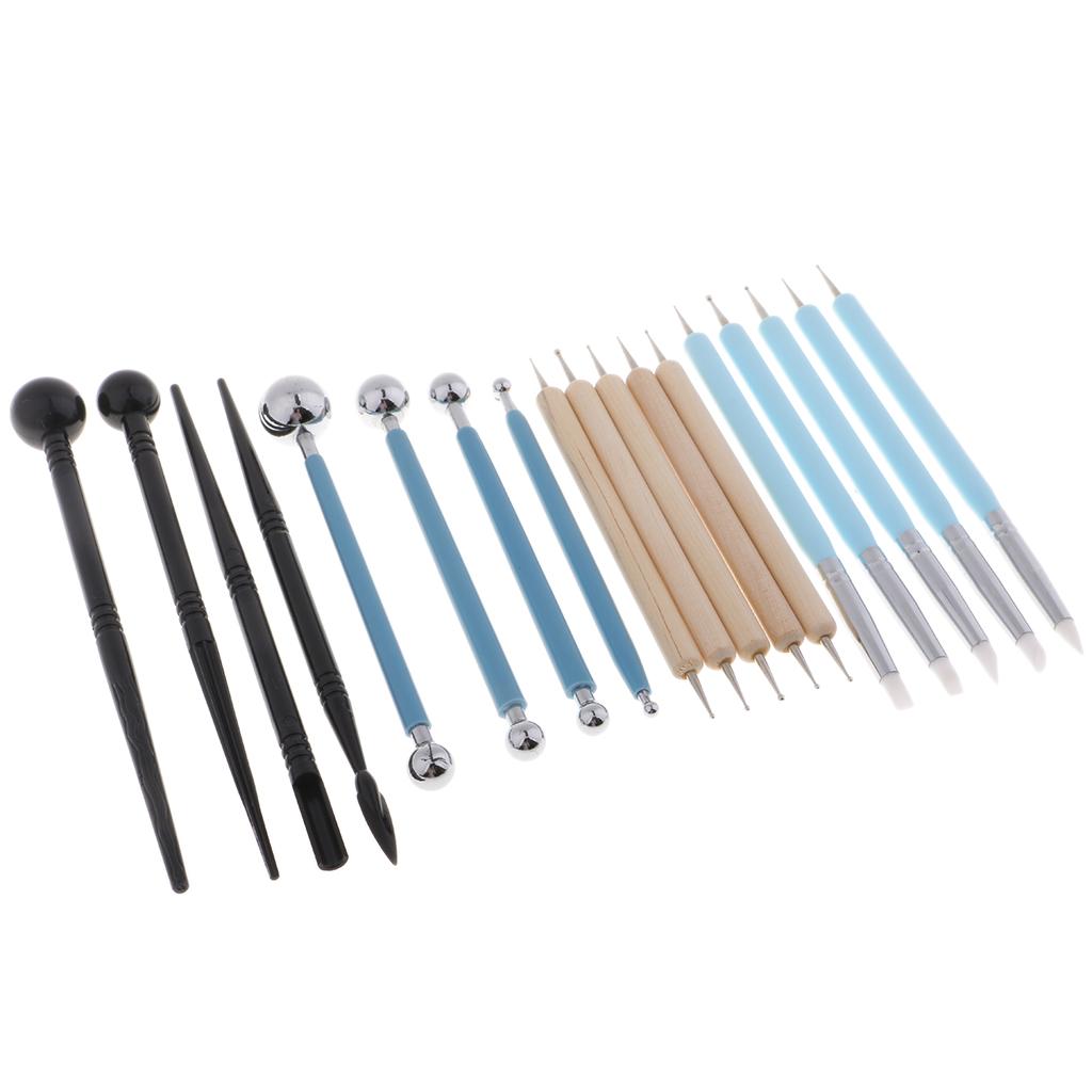 Đa Năng 18 Miếng Polymer Mô Hình Đất Sét Điêu Khắc Dụng Cụ, Dotting Bút Bi Stylus, đồ Gốm Sứ Đất Sét Thụt Vào
