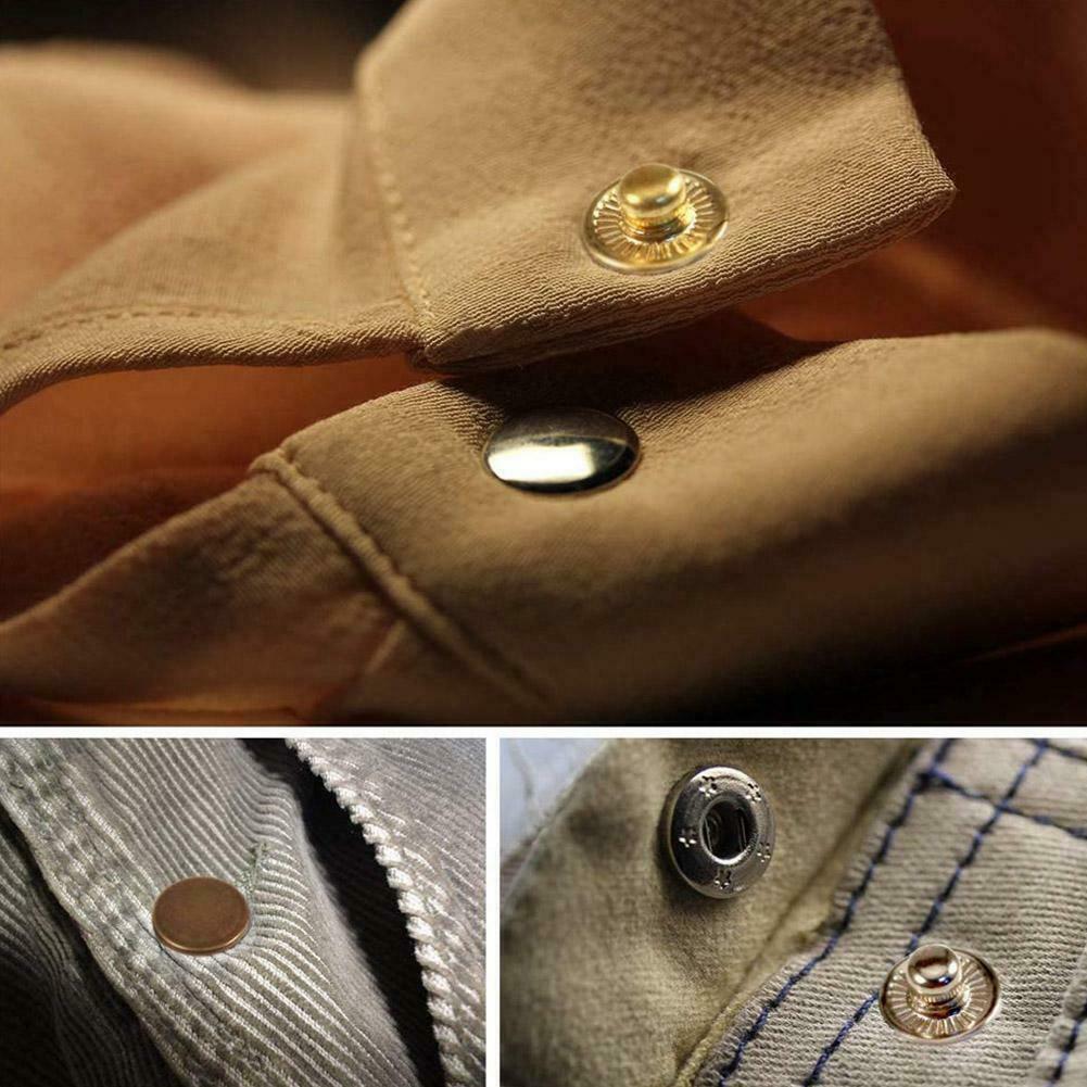 Nút bấm 4 thành phần (nút bóp) Nút quần jean 4 thành phần Loại 15mm Bằng thau Màu bạc, vàng, đồng, đen Phụ liệu may mặc